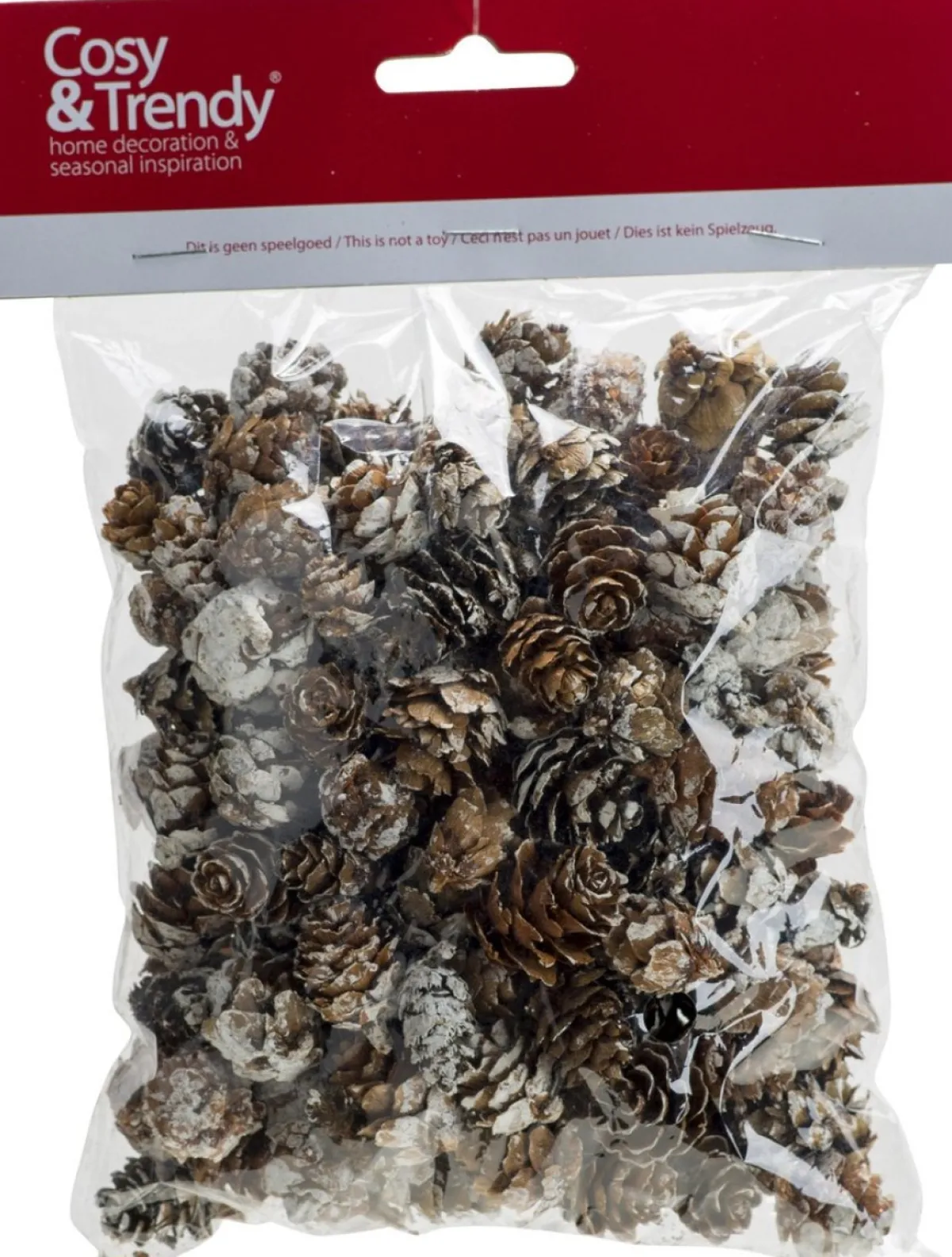 Cosyu0026Trendy Kerststukjes>Zak Met 100 Gram Decoratie Dennenappels Met Sneeuw