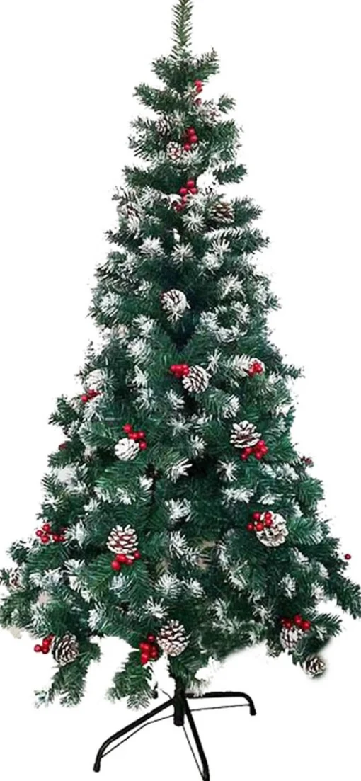 discountershop Zilverspar Kunstkerstboom - 150 Cm - 450 Toppen Met Sneeuw Kunstkerstboom - Groen - 150 Cm Sale
