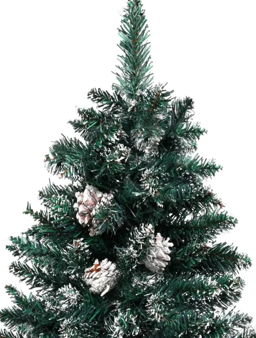 discountershop Zilverspar Kunstkerstboom - 150 Cm - 450 Toppen Met Sneeuw Kunstkerstboom - Groen - 150 Cm Sale